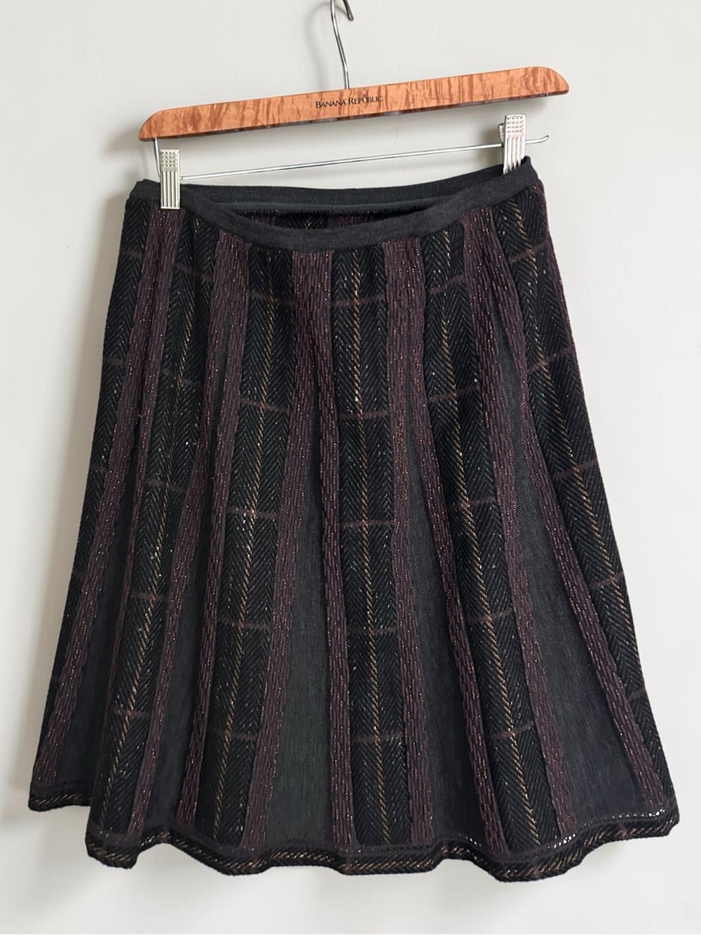 CHANEL 05A Karl Lagerfeld CC Logo Lurex Knit A-Line Skirt Wool Cashmere Sz 8 - Picture 3 of 16